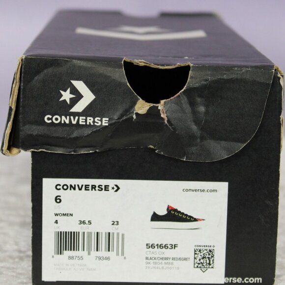Converse Chuck Taylor All Star Black Cherry Red Egret Floral Canvas Sneaker Sz 6 - Picture 9 of 9